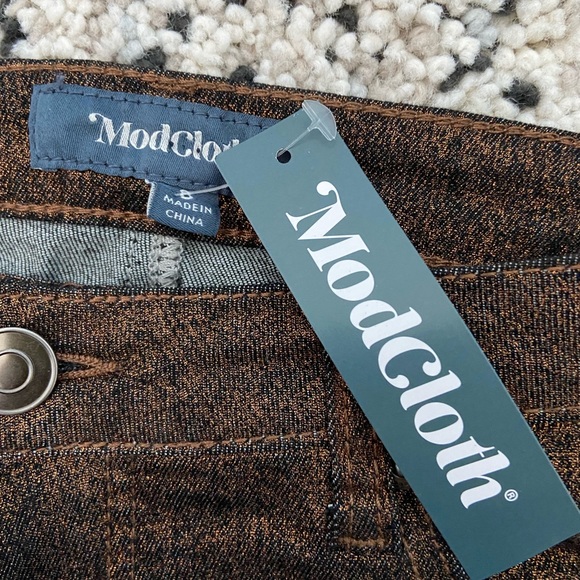 NWT ModCloth Metal Dipped and Dapper Copper Metallic Brown Jeans - Picture 11 of 11